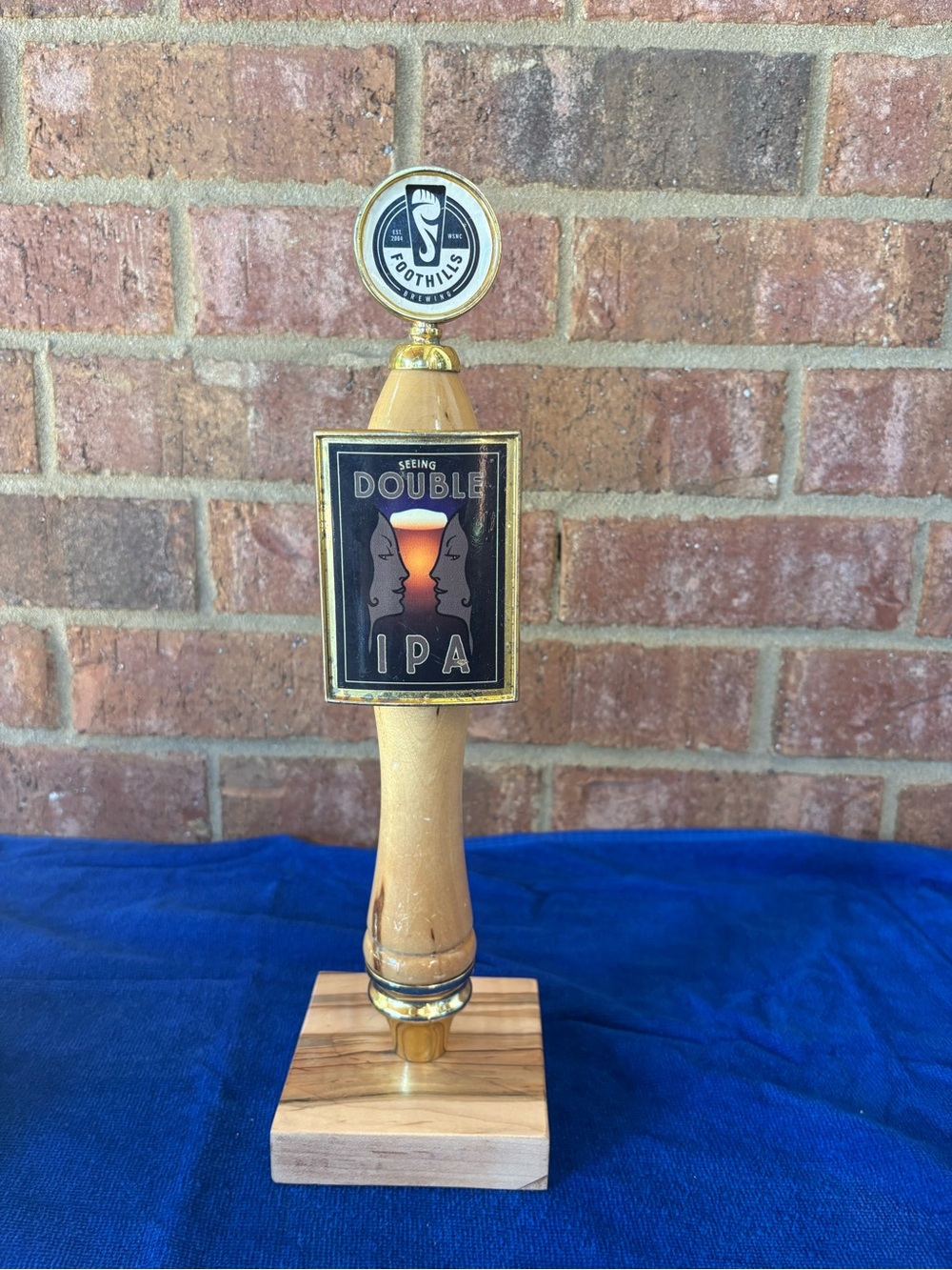 Foothills Seeing Double IPA Tap Handle - Natural Wood